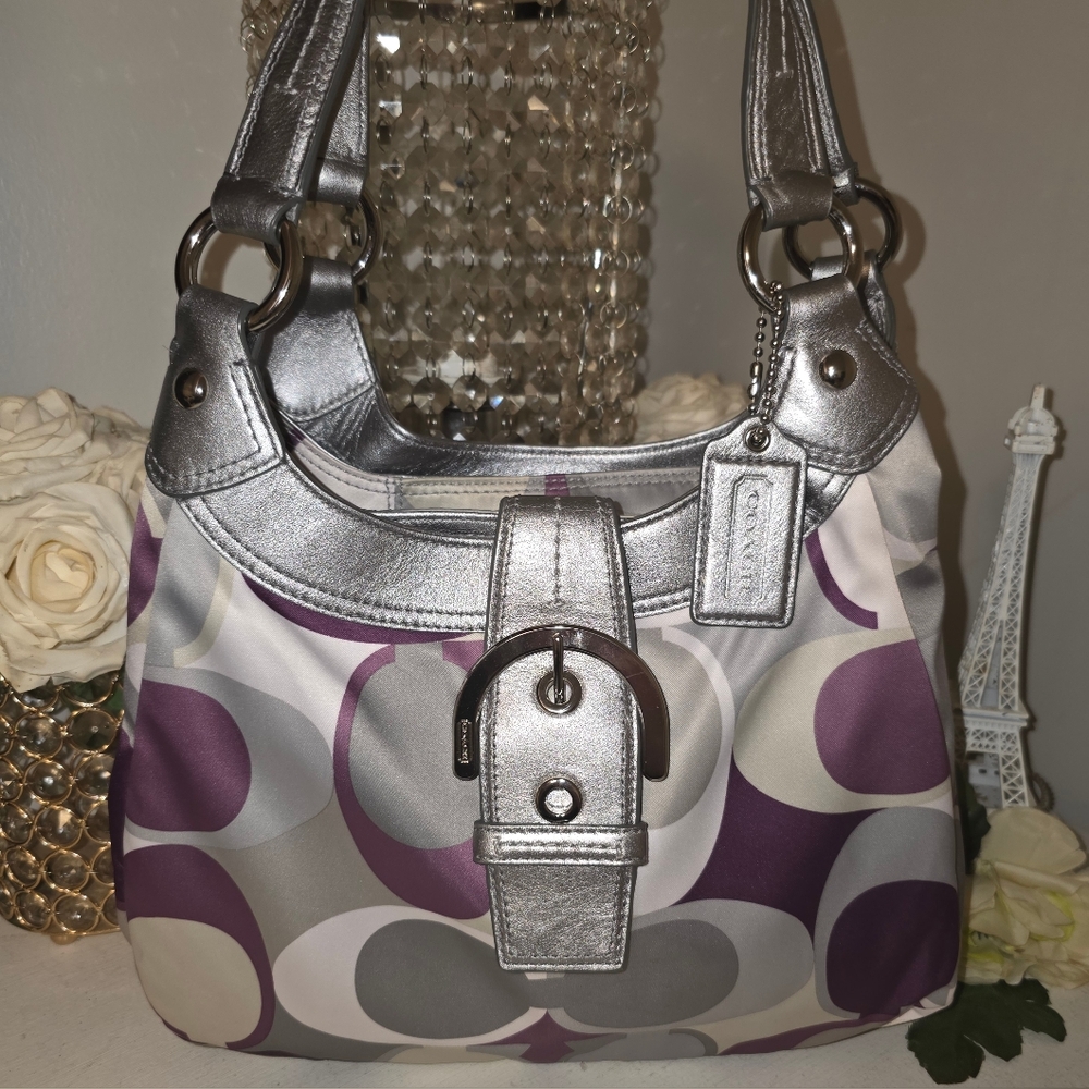 Coach Silver and Purple Shoulder Bag